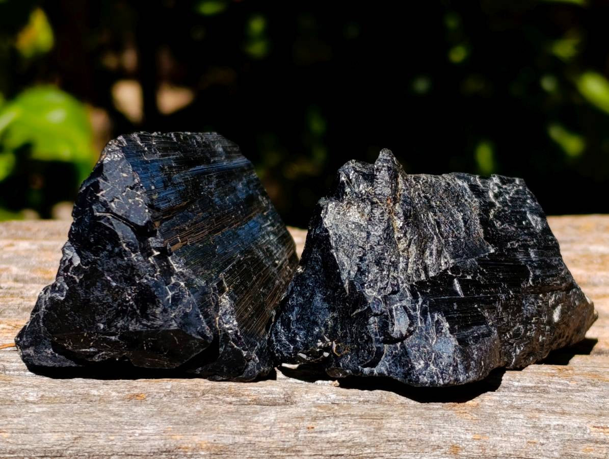 Natural Schorl Black Tourmaline Specimens x 6 From Erongo, Namibia - Toprock Gemstones and Minerals 
