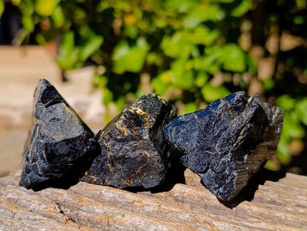 Natural Schorl Black Tourmaline Specimens x 6 From Erongo, Namibia - Toprock Gemstones and Minerals 
