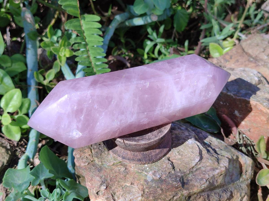 Polished Rose Quartz Double Terminated Points x 2 From Madagascar - Toprock Gemstones and Minerals 