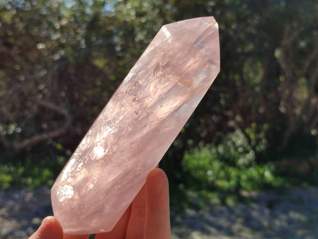 Polished Rose Quartz Double Terminated Points x 2 From Madagascar - Toprock Gemstones and Minerals 