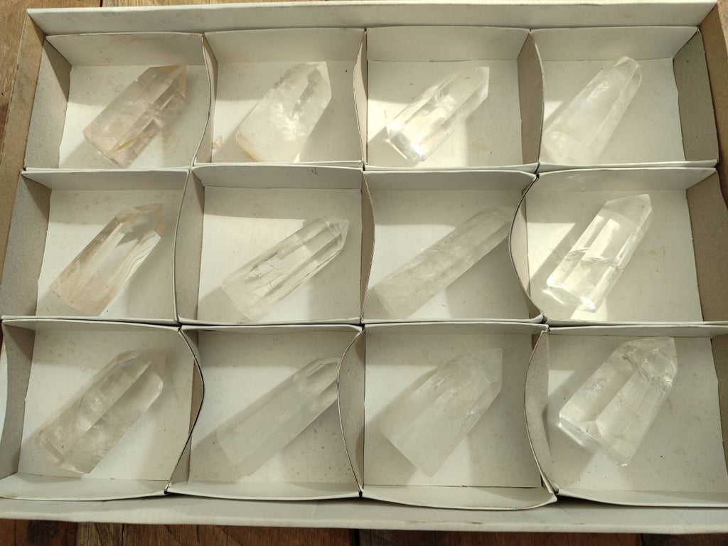 Polished Clear Quartz Crystals x 12 From Madagascar - Toprock Gemstones and Minerals 