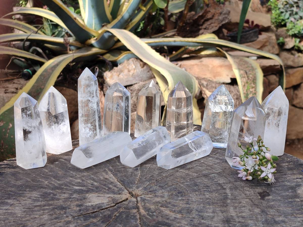 Polished Clear Quartz Crystals x 12 From Madagascar - Toprock Gemstones and Minerals 