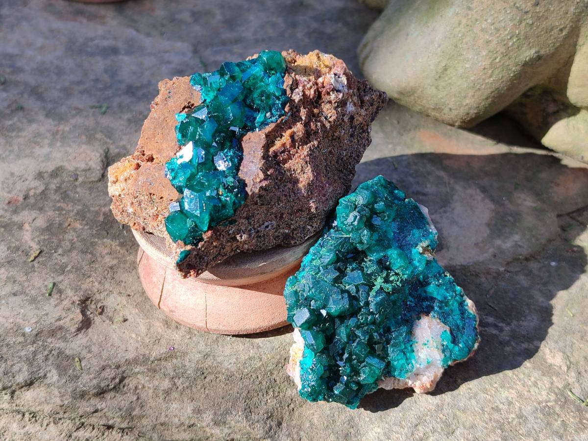 Natural Dioptase On Dolomite Specimens x 6 From Likasi, Congo - Toprock Gemstones and Minerals 
