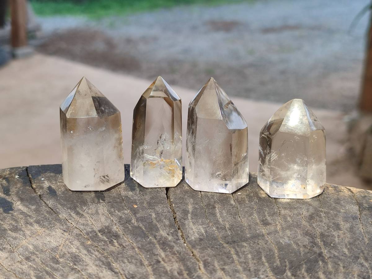 Polished Smokey Wispy Phantom Quartz Crystals x 20 From Anzojorabe, Madagascar - Toprock Gemstones and Minerals 