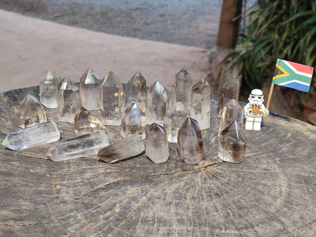 Polished Smokey Wispy Phantom Quartz Crystals x 20 From Anzojorabe, Madagascar - Toprock Gemstones and Minerals 