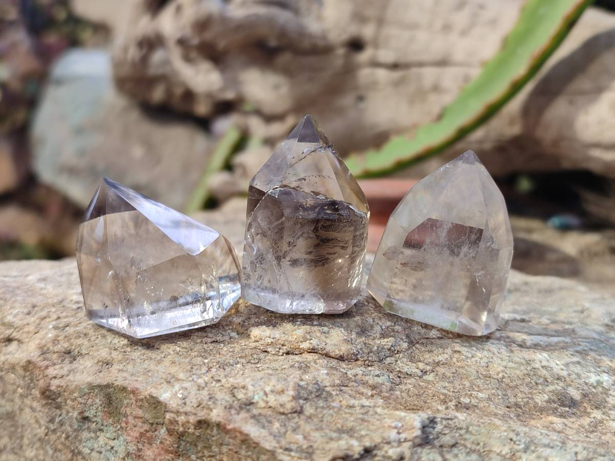 Polished Smokey Wispy Phantom Quartz Crystals x 20 From Anzojorabe, Madagascar - Toprock Gemstones and Minerals 