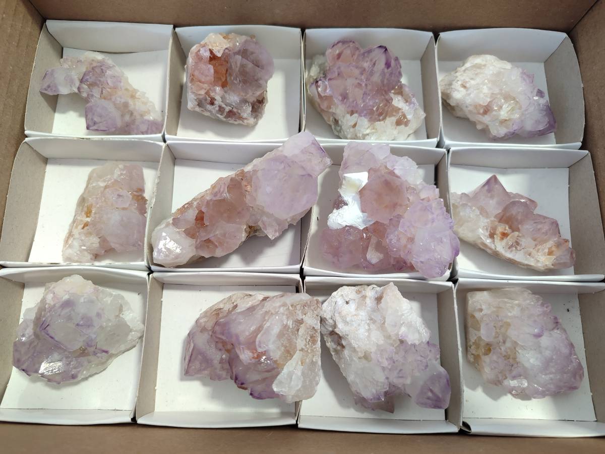 Natural Amethyst Spirit Quartz Clusters x 12 From Boekenhouthoek, South Africa - Toprock Gemstones and Minerals 