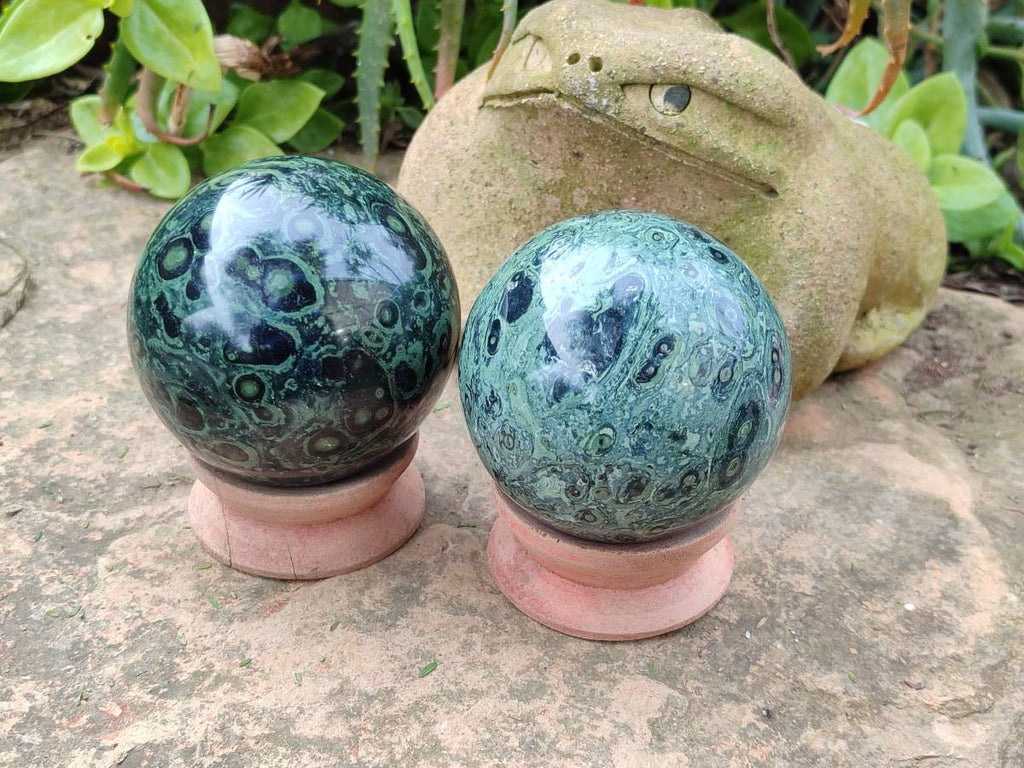 Polished Stromatolite Spheres x 3 From Katsepy, Madagascar - Toprock Gemstones and Minerals 