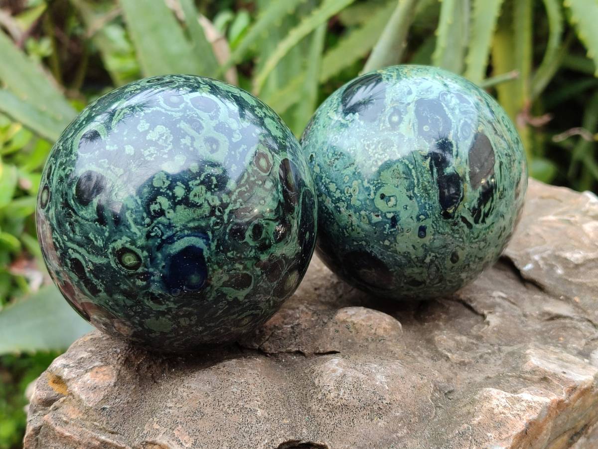 Polished Stromatolite Spheres x 3 From Katsepy, Madagascar - Toprock Gemstones and Minerals 