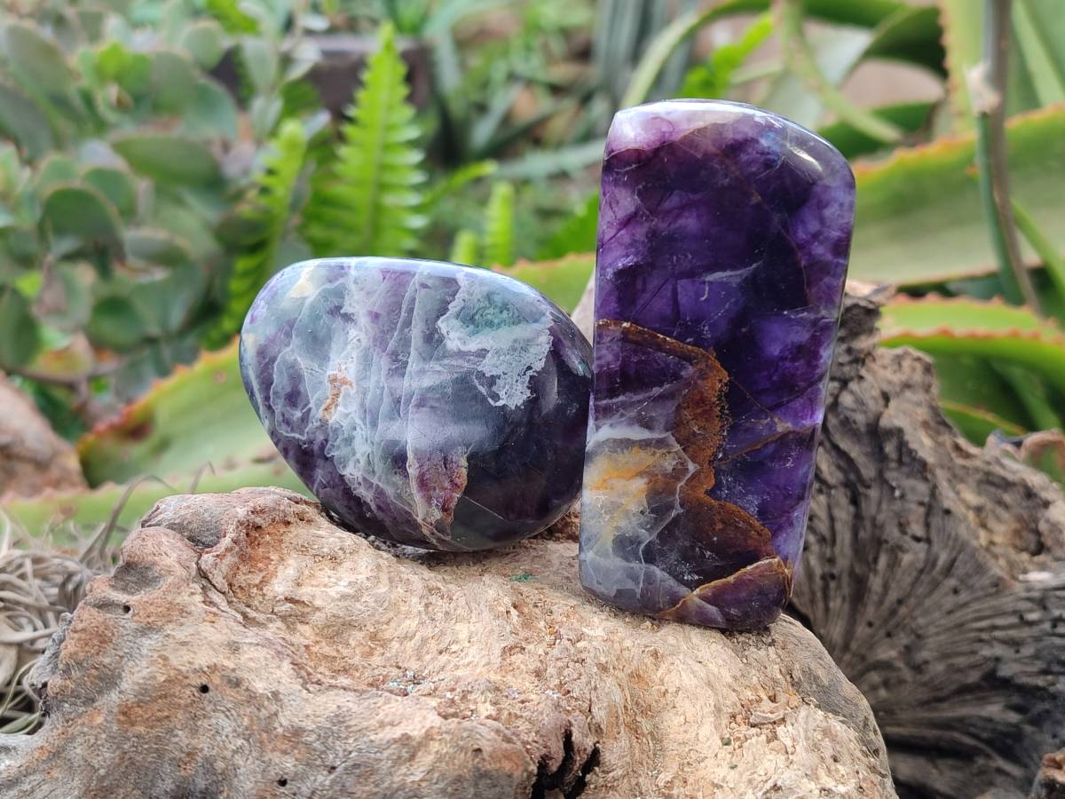 Polished Watermelon Fluorite Free Forms x 6 From Uis, Namibia - Toprock Gemstones and Minerals 