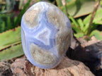 Polished Blue Lace Agate Standing Free Forms x 2 From Nsanje, Malawi - Toprock Gemstones and Minerals 