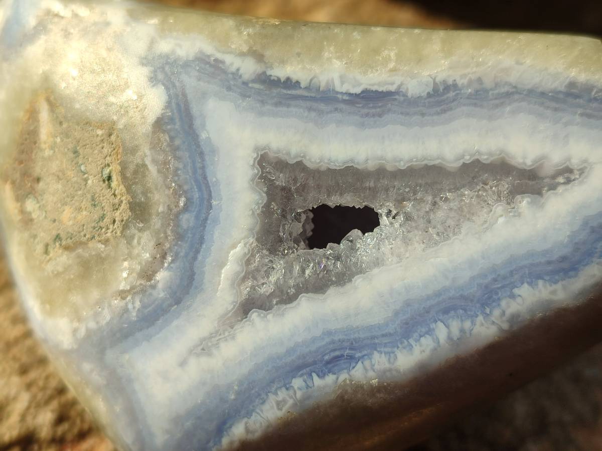 Polished Blue Lace Agate Standing Free Forms x 2 From Nsanje, Malawi - Toprock Gemstones and Minerals 