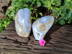 Polished Blue Lace Agate Standing Free Forms x 2 From Nsanje, Malawi - Toprock Gemstones and Minerals 