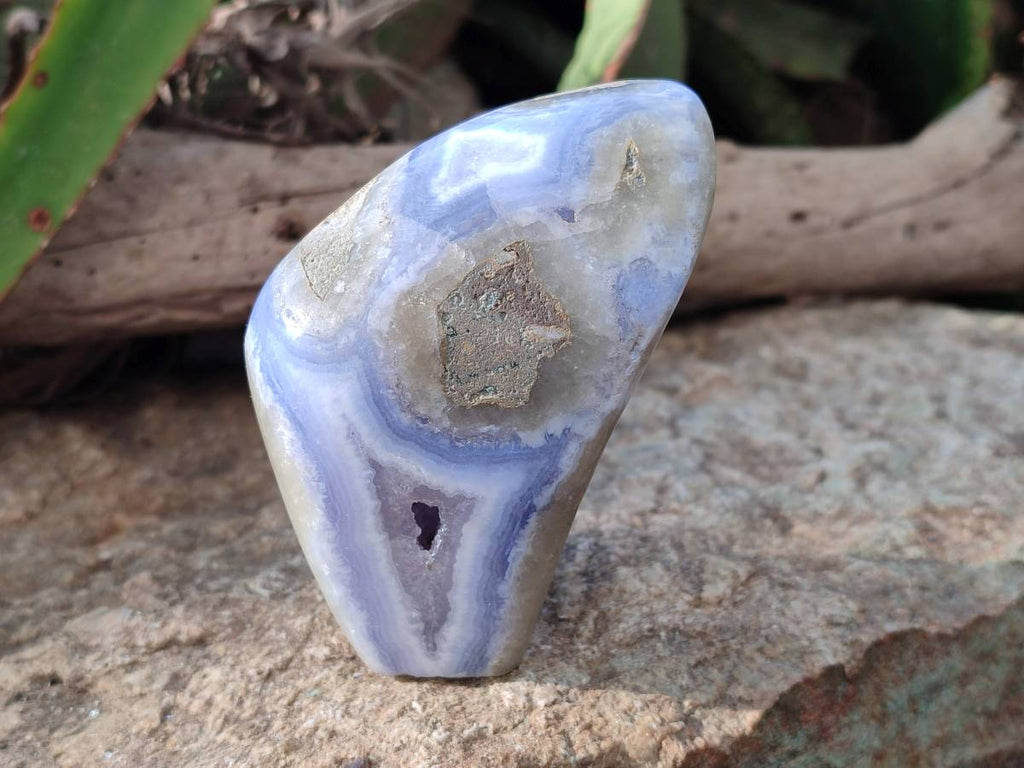 Polished Blue Lace Agate Standing Free Forms x 2 From Nsanje, Malawi - Toprock Gemstones and Minerals 
