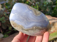 Polished Blue Lace Agate Standing Free Forms x 2 From Nsanje, Malawi - Toprock Gemstones and Minerals 