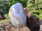 Polished Blue Lace Agate Standing Free Forms x 2 From Nsanje, Malawi - Toprock Gemstones and Minerals 