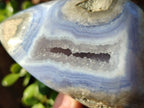 Polished Blue Lace Agate Standing Free Forms x 2 From Nsanje, Malawi - Toprock Gemstones and Minerals 