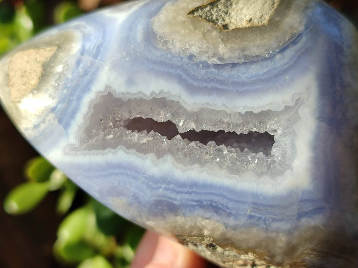 Polished Blue Lace Agate Standing Free Forms x 2 From Nsanje, Malawi - Toprock Gemstones and Minerals 