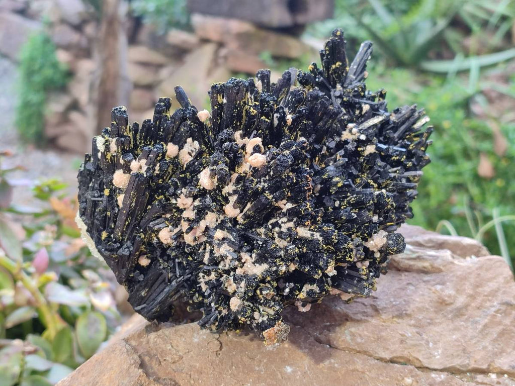 Natural Schorl Black Tourmaline Specimen With Hyalite Opal x 1 From Namibia - Toprock Gemstones and Minerals 