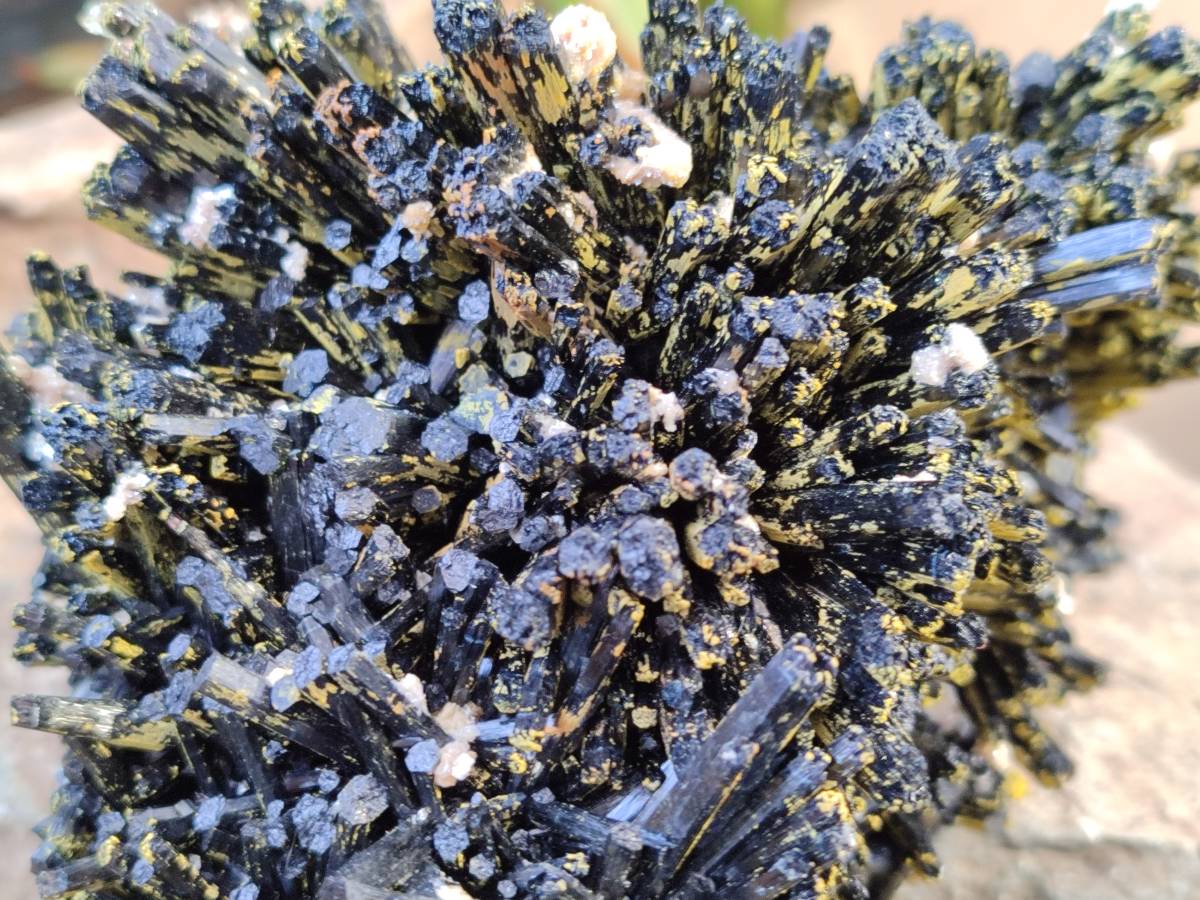 Natural Schorl Black Tourmaline Specimen With Hyalite Opal x 1 From Namibia - Toprock Gemstones and Minerals 