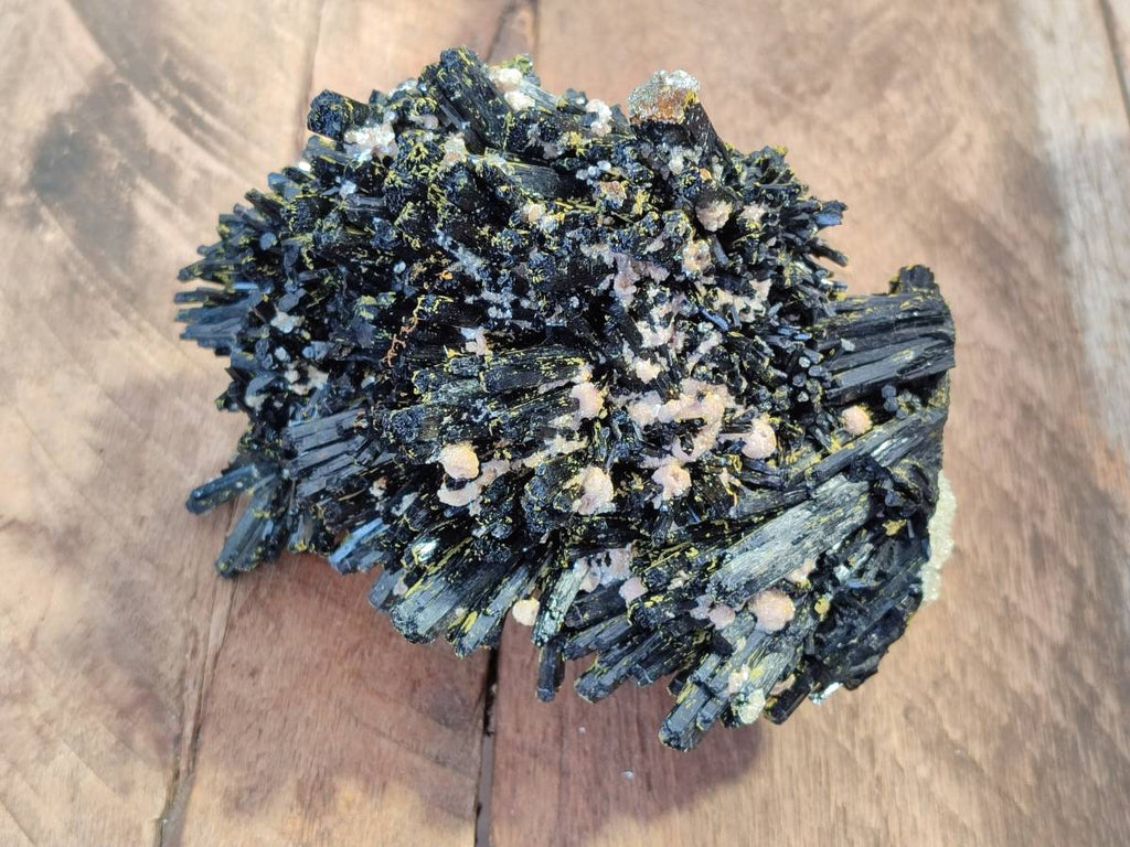 Natural Schorl Black Tourmaline Specimen With Hyalite Opal x 1 From Namibia - Toprock Gemstones and Minerals 