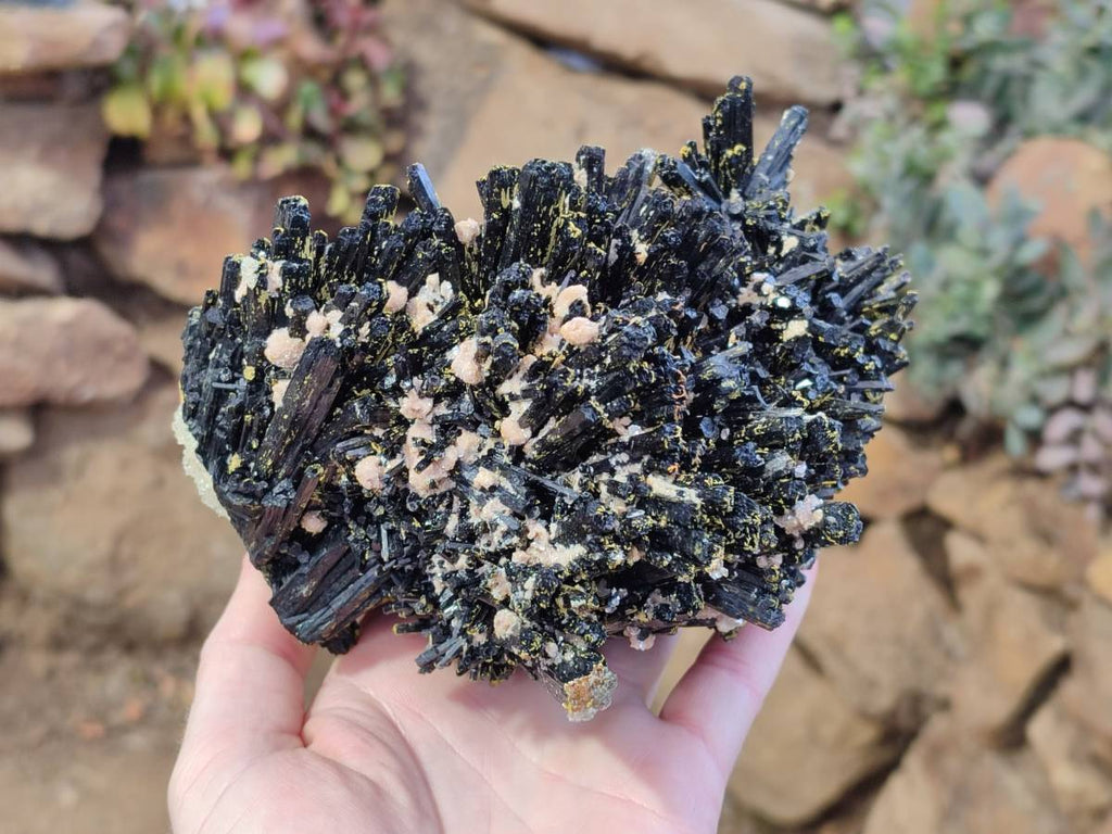 Natural Schorl Black Tourmaline Specimen With Hyalite Opal x 1 From Namibia - Toprock Gemstones and Minerals 