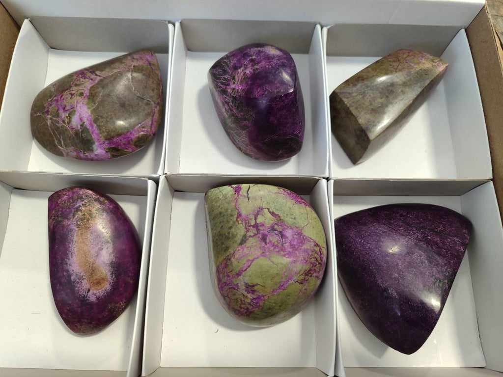 Polished Stichtite Free Forms x 6 From Barberton, South Africa - Toprock Gemstones and Minerals 