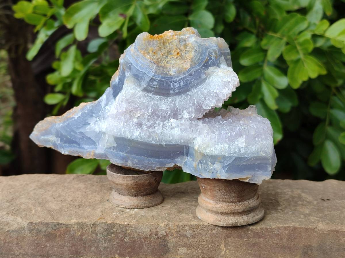 Natural Blue Lace Agate Geode Specimens x 3 From Nsanje, Malawi - Toprock Gemstones and Minerals 