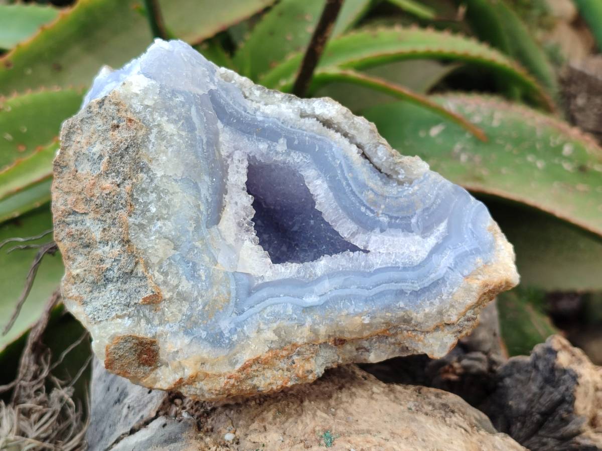 Natural Blue Lace Agate Geode Specimens x 3 From Nsanje, Malawi - Toprock Gemstones and Minerals 