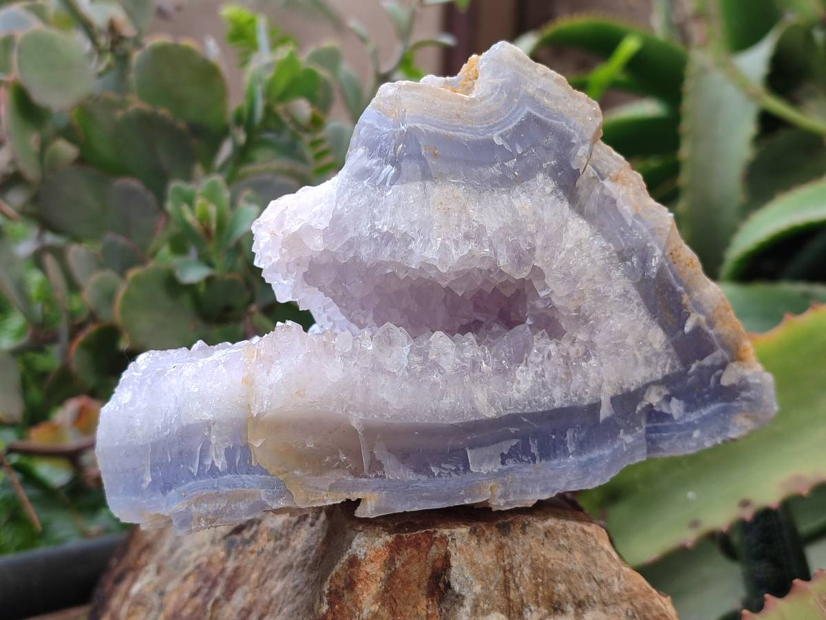 Natural Blue Lace Agate Geode Specimens x 3 From Nsanje, Malawi - Toprock Gemstones and Minerals 
