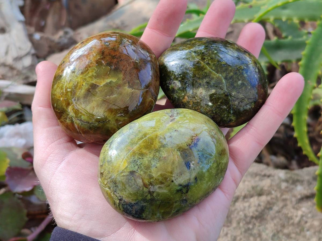 Polished Green Opal Palm Stones x 6 From Madagascar - Toprock Gemstones and Minerals 