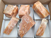 Natural Sunset Orange Calcite Specimens x 6 From Spitzkop, Namibia - Toprock Gemstones and Minerals 