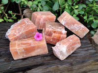 Natural Sunset Orange Calcite Specimens x 6 From Spitzkop, Namibia - Toprock Gemstones and Minerals 