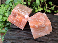 Natural Sunset Orange Calcite Specimens x 6 From Spitzkop, Namibia - Toprock Gemstones and Minerals 