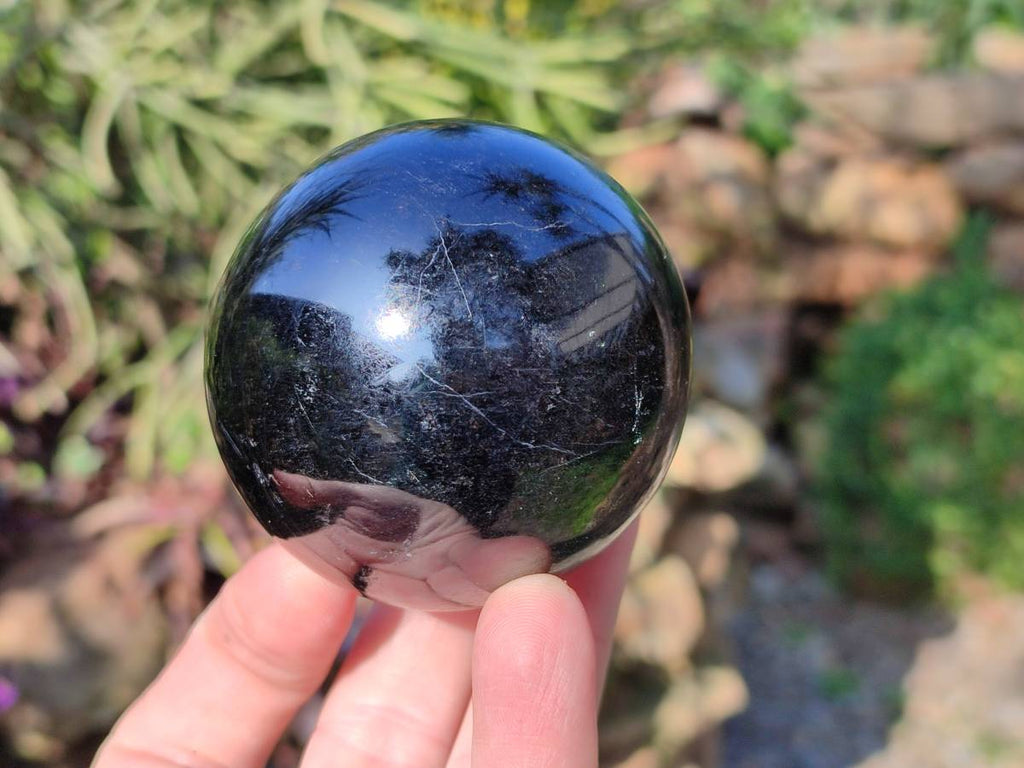 Polished Black Tourmaline Spheres x 2 From Madagascar - Toprock Gemstones and Minerals 