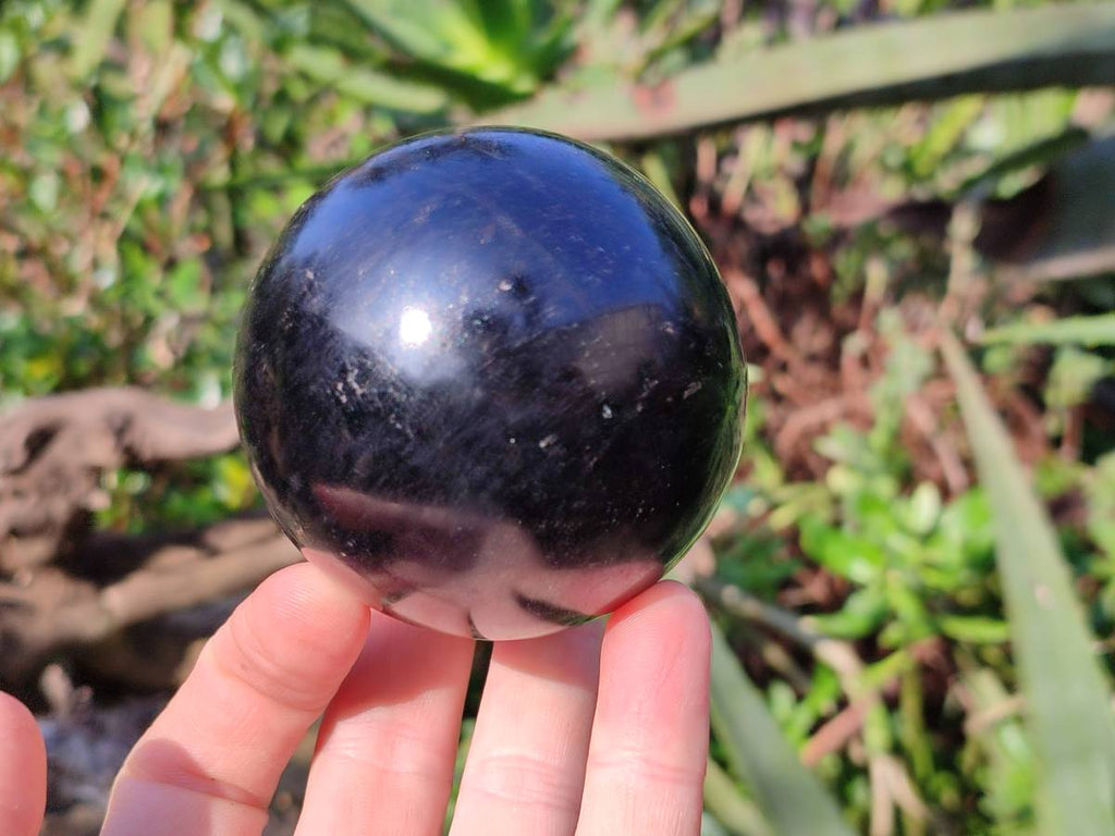 Polished Black Tourmaline Spheres x 2 From Madagascar - Toprock Gemstones and Minerals 
