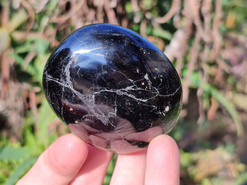 Polished Black Tourmaline Palm Stones x 6 From Madagascar - Toprock Gemstones and Minerals 