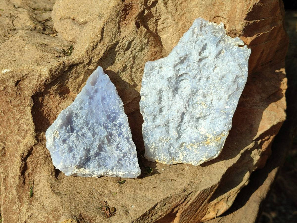 Natural Etched Blue Chalcedony Specimens x 5 From Nsanje, Malawi - Toprock Gemstones and Minerals 