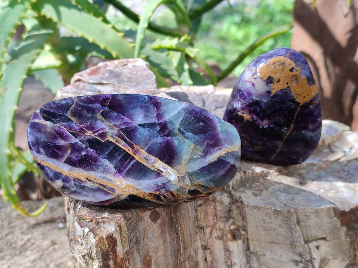 Polished Watermelon Fluorite Free Forms x 12 From Uis, Namibia - Toprock Gemstones and Minerals 