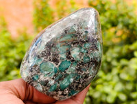 Polished Emerald Mica In Matrix Standing Free Forms x 2 From Mutoko, Zimbabwe - Toprock Gemstones and Minerals 