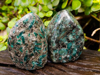 Polished Emerald Mica In Matrix Standing Free Forms x 2 From Mutoko, Zimbabwe - Toprock Gemstones and Minerals 