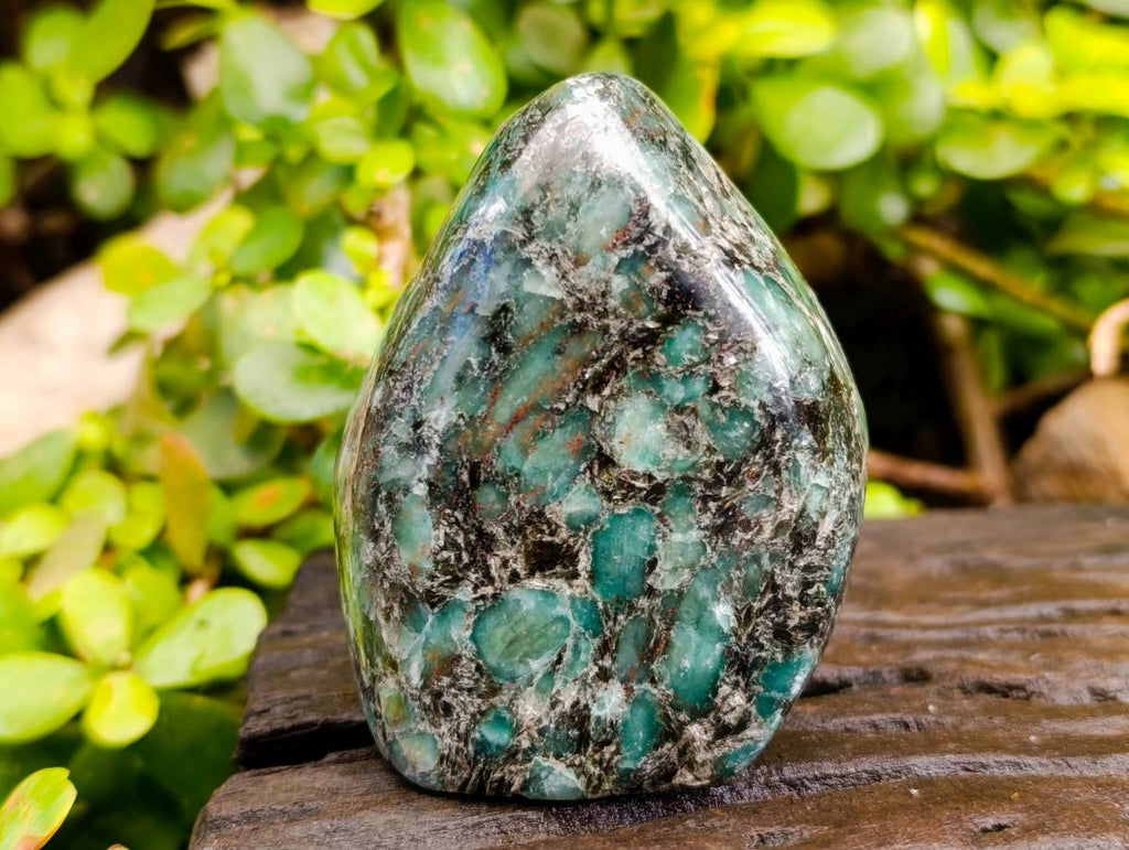 Polished Emerald Mica In Matrix Standing Free Forms x 2 From Mutoko, Zimbabwe - Toprock Gemstones and Minerals 