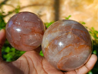 Polished Red Hematoid Quartz Spheres x 3 From Ambatondrazaka, Madagascar - Toprock Gemstones and Minerals 
