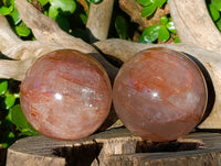Polished Red Hematoid Quartz Spheres x 3 From Ambatondrazaka, Madagascar - Toprock Gemstones and Minerals 