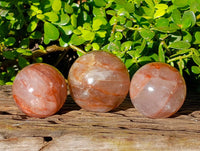 Polished Red Hematoid Quartz Spheres x 3 From Ambatondrazaka, Madagascar - Toprock Gemstones and Minerals 