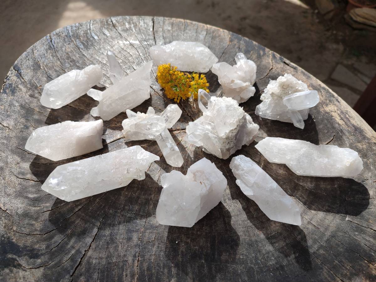 Natural Etched Quartz Crystals and Clusters x 12 From Mpika, Zambia - Toprock Gemstones and Minerals 