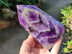 Polished Chevron Amethyst Points x 4 From Zambia - Toprock Gemstones and Minerals 