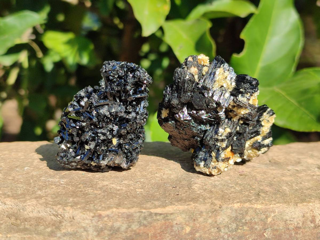 Natural Schorl Black Tourmaline Specimens x 12 From Erongo, Namibia - Toprock Gemstones and Minerals 