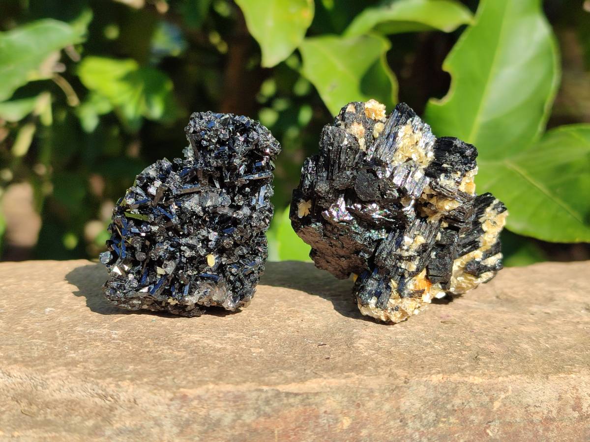 Natural Schorl Black Tourmaline Specimens x 12 From Erongo, Namibia - Toprock Gemstones and Minerals 
