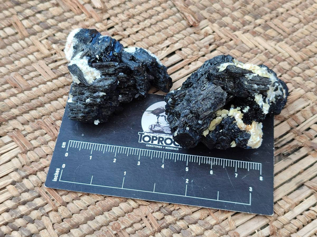 Natural Schorl Black Tourmaline Specimens x 12 From Erongo, Namibia - Toprock Gemstones and Minerals 